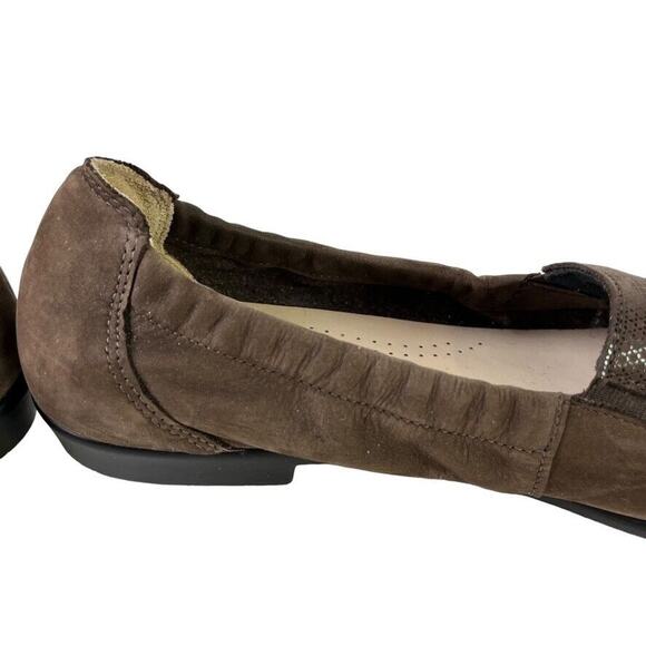 Sas Hope USA Made Brown Nubuck Leather Square Toe Flats Slip On Loafers 9.5 N - Picture 3 of 16